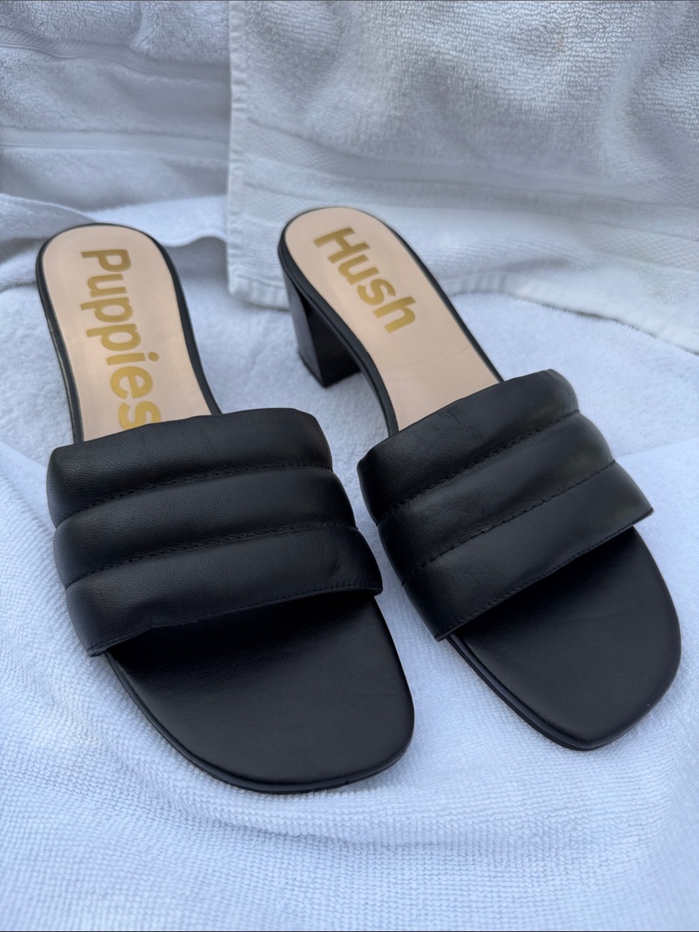 Hush Puppies Women's Black Padded Slide Sandals